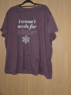 Maurices Plum Short Sleeve Graphic Tee - "I wasn't made for winter"